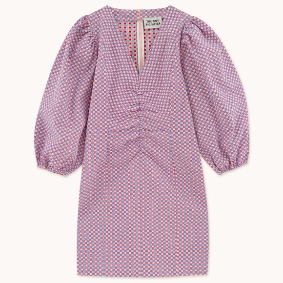 The Tiny Big Sister Jacquard Puff Sleeves Dress - Picture 2 of 7
